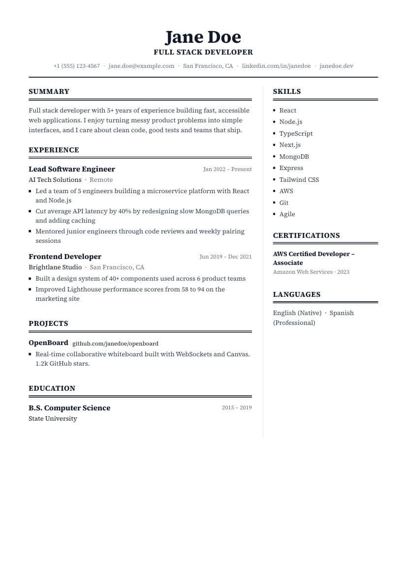 Chairman resume template preview
