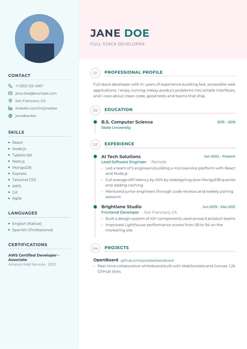 CoolBlue resume template