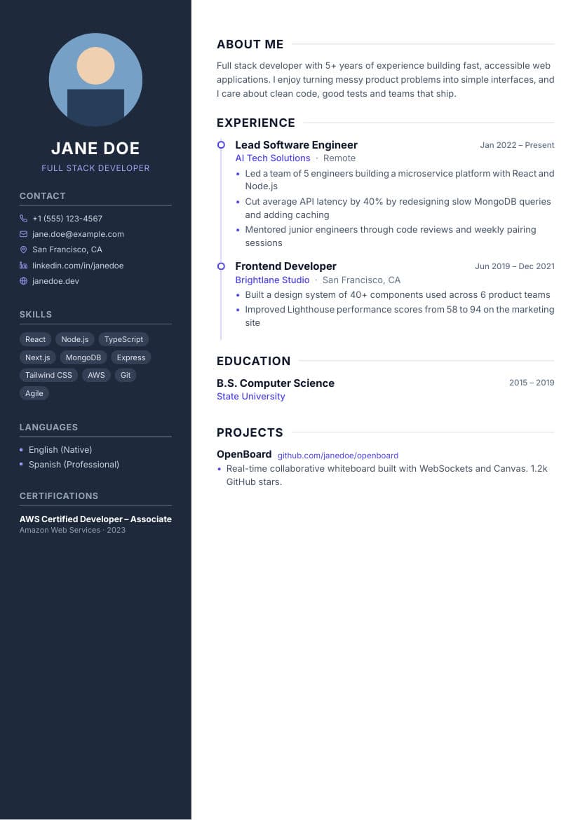 Modern resume template